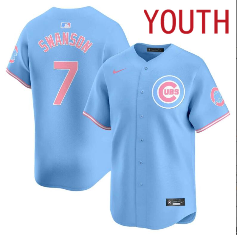 Youth Chicago Cubs #7 Swanson blue 2024 Nike MLB jersey->indianapolis colts->NFL Jersey